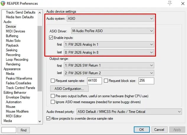 Студія звукозапису на базі Reaper у Windows