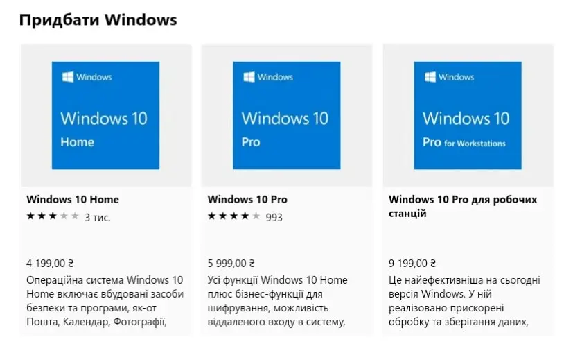 Ціни Windows