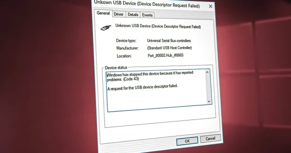 Помилка «Система Windows зупинила цей пристрій (код 43)»